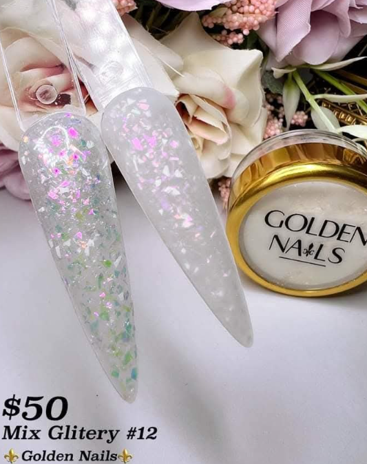 MIX GLITTERY #12 GOLDEN NAILS